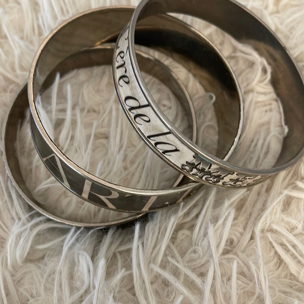 Hand made Decoupage set of 3 metal bangles